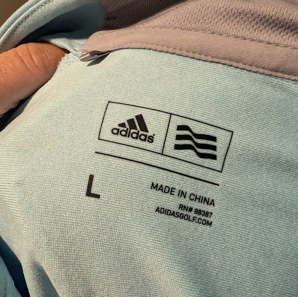 ADIDAS Golf Men’s Quarter Zip Powder Blue Pullover Size Large - Picture 8 of 10